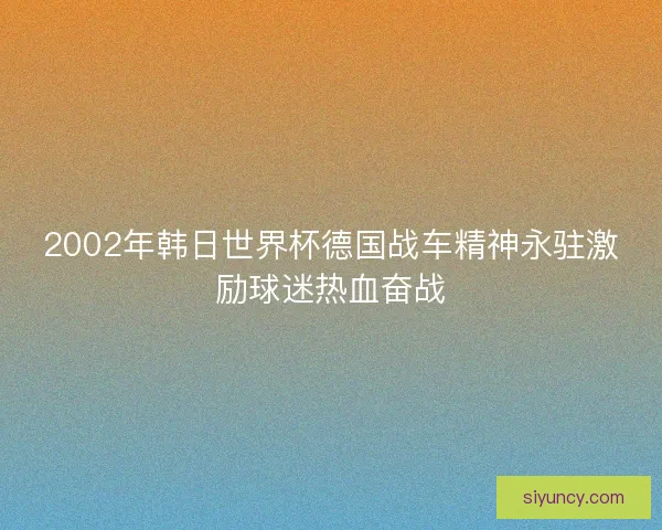 2002年韩日世界杯德国战车精神永驻激励球迷热血奋战 2002年韩日世界杯德国战车精神永驻激励球迷热血奋战