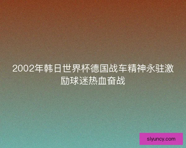 2002年韩日世界杯德国战车精神永驻激励球迷热血奋战 2002年韩日世界杯德国战车精神永驻激励球迷热血奋战